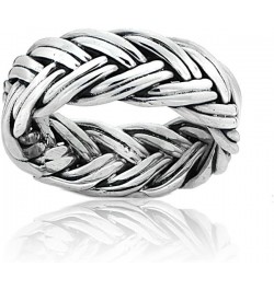 Sterling Silver Oxidized Woven Braid Eternity Band Ring $20.99 Rings