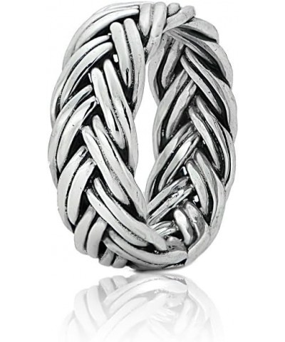 Sterling Silver Oxidized Woven Braid Eternity Band Ring $20.99 Rings