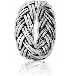 Sterling Silver Oxidized Woven Braid Eternity Band Ring $20.99 Rings