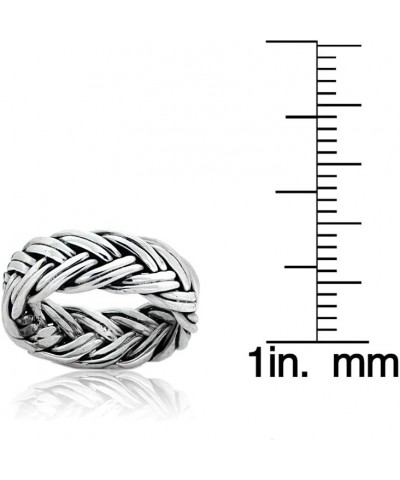 Sterling Silver Oxidized Woven Braid Eternity Band Ring $20.99 Rings