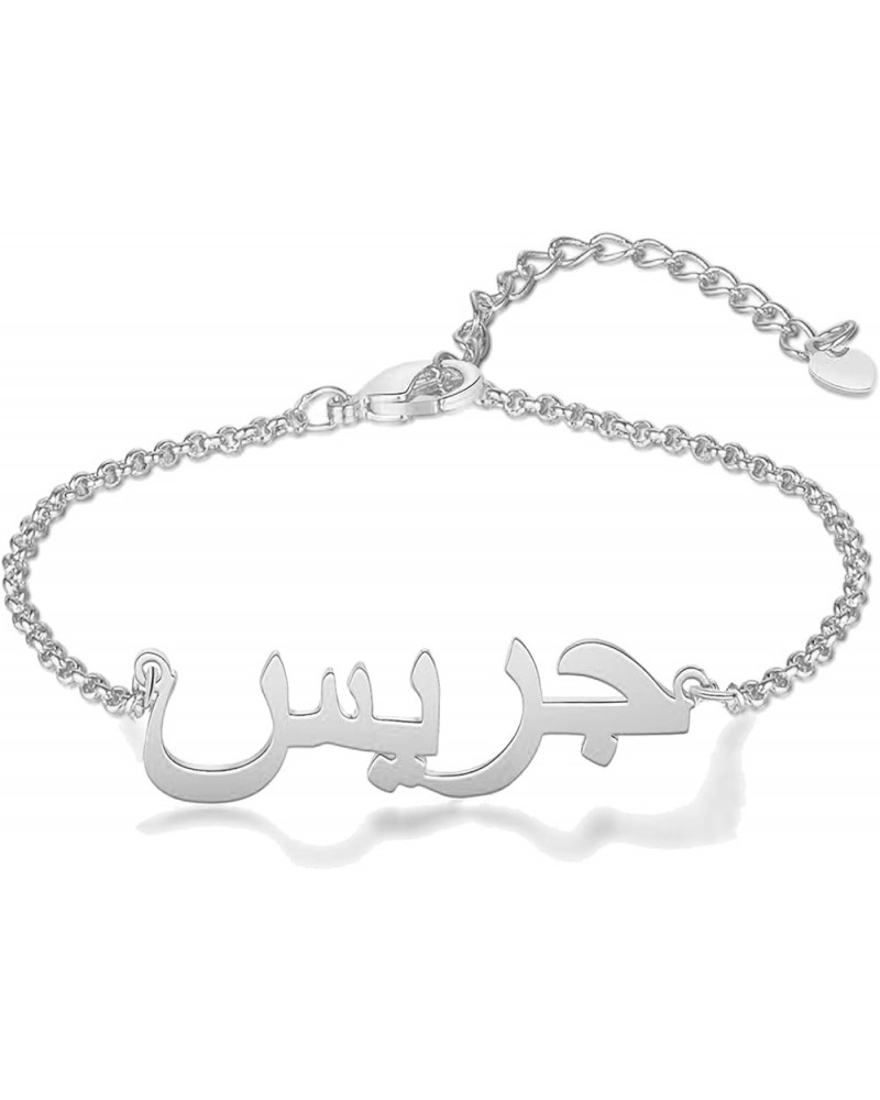 Personalized Arabic Name Bracelet, Custom Arabic Script Names Initial Chain Bracelets Gift for Women copper-white gold color ...