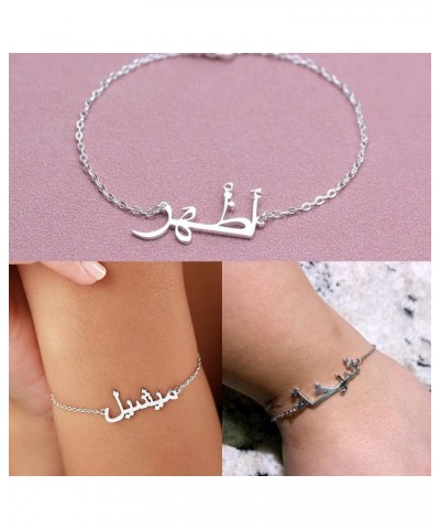 Personalized Arabic Name Bracelet, Custom Arabic Script Names Initial Chain Bracelets Gift for Women copper-white gold color ...