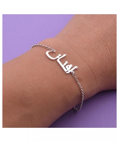 Personalized Arabic Name Bracelet, Custom Arabic Script Names Initial Chain Bracelets Gift for Women copper-white gold color ...