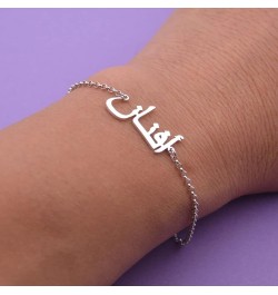 Personalized Arabic Name Bracelet, Custom Arabic Script Names Initial Chain Bracelets Gift for Women copper-white gold color ...