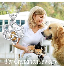 Pet Cremation Jewelry Urn Necklace for Ashes for Dog/Cat/Pets Sterling Silver Paw Print Locket Memorial Pendant Unisex Keepsa...