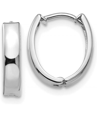 3mm Polished Oval Hinged Hoop Huggie Earrings in Real 14k Gold White Gold - 11x13mm $81.45 Earrings