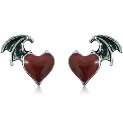 Monster Girl Little Devil Wings Love Punk Personality Stud Earrings Gothic Creative Vintage Devil Wing Heart-shaped Stud Earr...