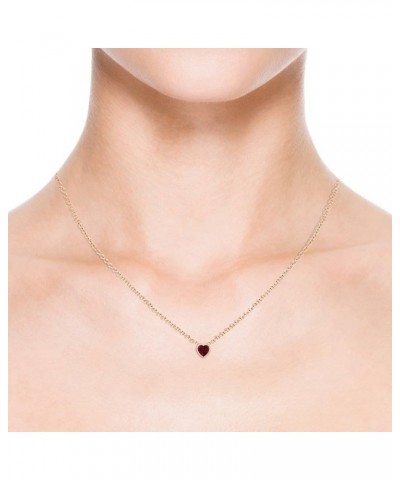 Natural Garnet Solitaire Heart Pendant Necklace for Women, Girls in 14K Solid Gold/Platinum | January Birthstone | Jewelry Gi...