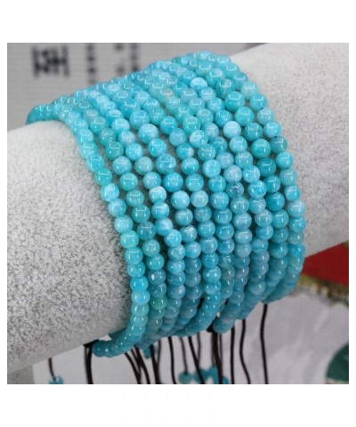 Natural Gemtone 4mm Round Beads Crystal Adjustable Braided Macrame Tassels Bracelets Unisex Xin Jiang A Grade Blue Amazonite ...