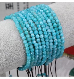 Natural Gemtone 4mm Round Beads Crystal Adjustable Braided Macrame Tassels Bracelets Unisex Xin Jiang A Grade Blue Amazonite ...