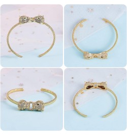 18K Gold Plated Open Cuff Bangle Green Cubic Zirconia Double Leopard Bracelet Adjustable Animal Bangle Bracelet for Women Jew...