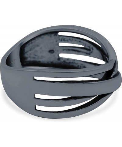 Crisscross Ring Oxidized Band Solid 925 Sterling Silver Thumb Ring (8mm) Black Tone, Sterling Silver $13.99 Rings