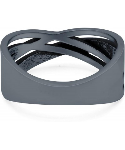 Crisscross Ring Oxidized Band Solid 925 Sterling Silver Thumb Ring (8mm) Black Tone, Sterling Silver $13.99 Rings