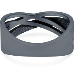 Crisscross Ring Oxidized Band Solid 925 Sterling Silver Thumb Ring (8mm) Black Tone, Sterling Silver $13.99 Rings