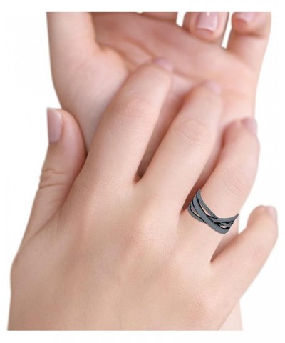 Crisscross Ring Oxidized Band Solid 925 Sterling Silver Thumb Ring (8mm) Black Tone, Sterling Silver $13.99 Rings