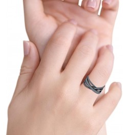 Crisscross Ring Oxidized Band Solid 925 Sterling Silver Thumb Ring (8mm) Black Tone, Sterling Silver $13.99 Rings