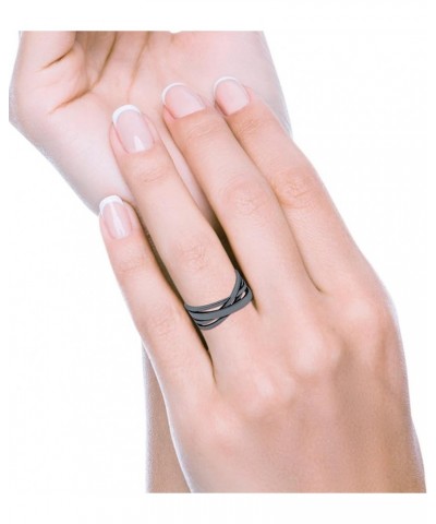 Crisscross Ring Oxidized Band Solid 925 Sterling Silver Thumb Ring (8mm) Black Tone, Sterling Silver $13.99 Rings