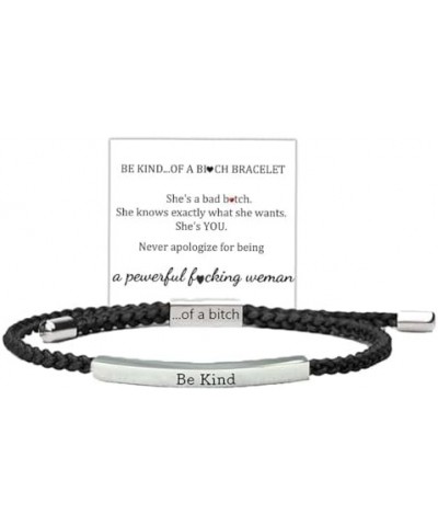 Be Kind of a Bitch Bracelet, Adjustable Hand Braided Wrap Bracelet for Women Jewelry Gifts Bracelet Silver Black $9.71 Bracelets