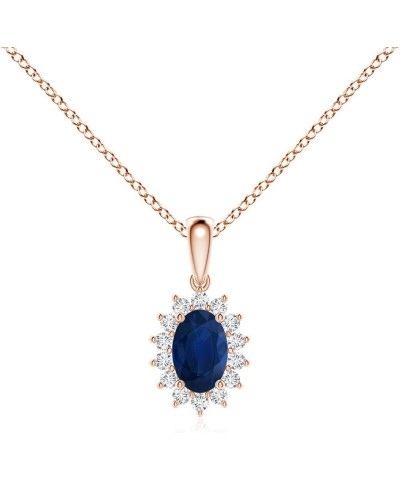 Natural Blue Sapphire Oval Pendant Necklace in 14K Solid Gold for Women, Girls with 18" Chain | September Birthstone Jewelry ...