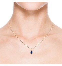 Natural Blue Sapphire Oval Pendant Necklace in 14K Solid Gold for Women, Girls with 18" Chain | September Birthstone Jewelry ...