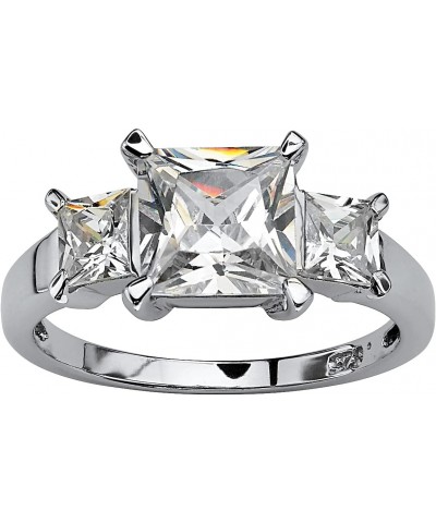 PalmBeach Platinum-plated Sterling Silver Princess Cut Cubic Zirconia 3-Stone Bridal Ring Sizes 6-10 $23.75 Bracelets