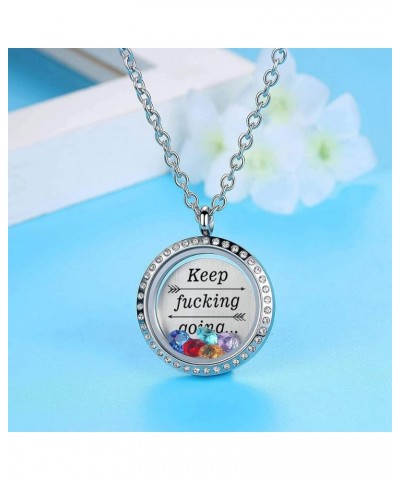 Floating Living Memory Birthstones Locket Necklace Christian Bible Verse Prayer Faith Religious Jewelry Gifts for Women Mom K...