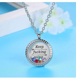 Floating Living Memory Birthstones Locket Necklace Christian Bible Verse Prayer Faith Religious Jewelry Gifts for Women Mom K...