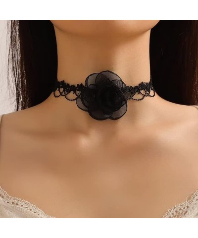 Black Choker Camellia Flower Lace-Up Bohemian Lace Bowknot Necklace For Women Teen Girls Bride Wedding Party Jewelry style1 $...