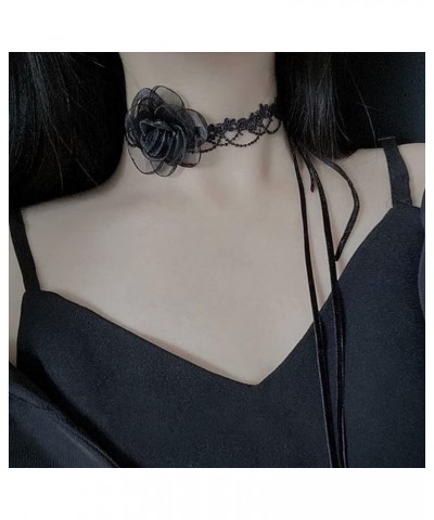 Black Choker Camellia Flower Lace-Up Bohemian Lace Bowknot Necklace For Women Teen Girls Bride Wedding Party Jewelry style1 $...