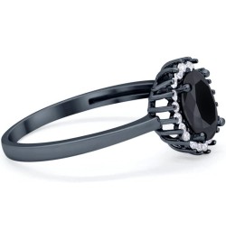 Halo Floral Oval Engagement Bridal Ring Round Cubic Zirconia 925 Sterling Silver Black Tone, Simulated Black CZ $13.24 Rings