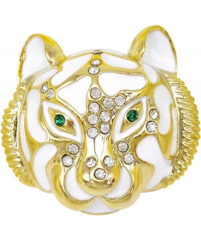 18k Gold Plated Clear Crystal Black Enamel Tiger Head Brooch Pin White $9.85 Brooches & Pins