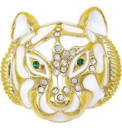 18k Gold Plated Clear Crystal Black Enamel Tiger Head Brooch Pin White $9.85 Brooches & Pins