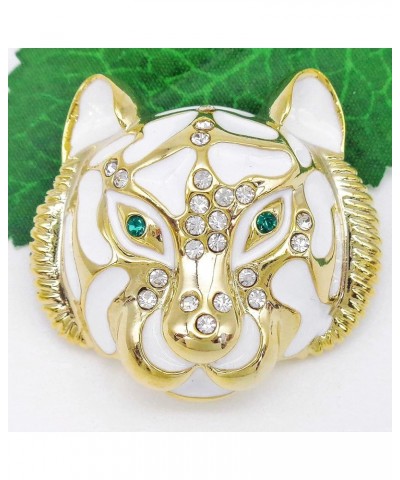 18k Gold Plated Clear Crystal Black Enamel Tiger Head Brooch Pin White $9.85 Brooches & Pins