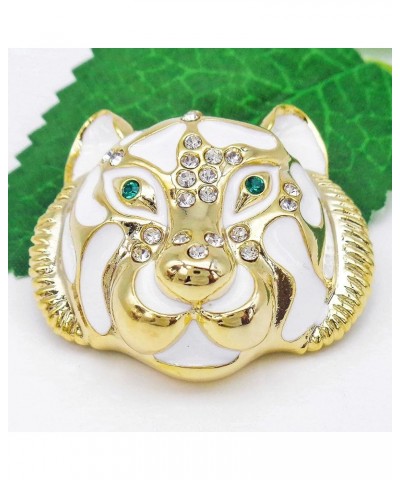 18k Gold Plated Clear Crystal Black Enamel Tiger Head Brooch Pin White $9.85 Brooches & Pins