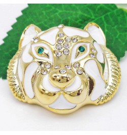 18k Gold Plated Clear Crystal Black Enamel Tiger Head Brooch Pin White $9.85 Brooches & Pins