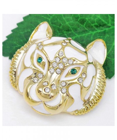 18k Gold Plated Clear Crystal Black Enamel Tiger Head Brooch Pin White $9.85 Brooches & Pins