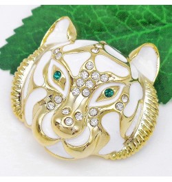 18k Gold Plated Clear Crystal Black Enamel Tiger Head Brooch Pin White $9.85 Brooches & Pins