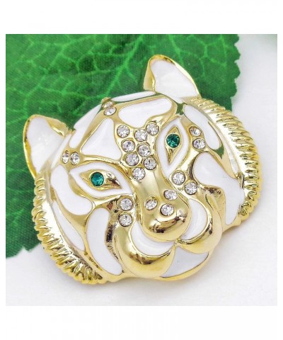 18k Gold Plated Clear Crystal Black Enamel Tiger Head Brooch Pin White $9.85 Brooches & Pins