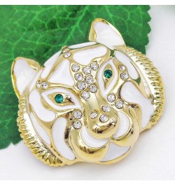 18k Gold Plated Clear Crystal Black Enamel Tiger Head Brooch Pin White $9.85 Brooches & Pins