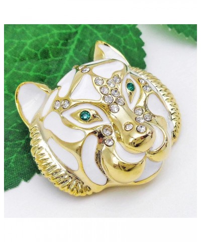 18k Gold Plated Clear Crystal Black Enamel Tiger Head Brooch Pin White $9.85 Brooches & Pins