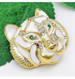 18k Gold Plated Clear Crystal Black Enamel Tiger Head Brooch Pin White $9.85 Brooches & Pins