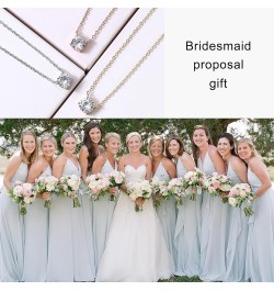 Bridesmaid Proposal Gifts CZ Tearsdrop Earrings Necklace Set Crystals Pendant Necklaces Jewelry Sets for Bridal Bridesmaids P...