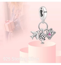 S925 Sterling Silver Charm Pendant Dangle Beads for Bracelet Necklace 100th Character for Women Girls Gifts Airplane, Globe &...