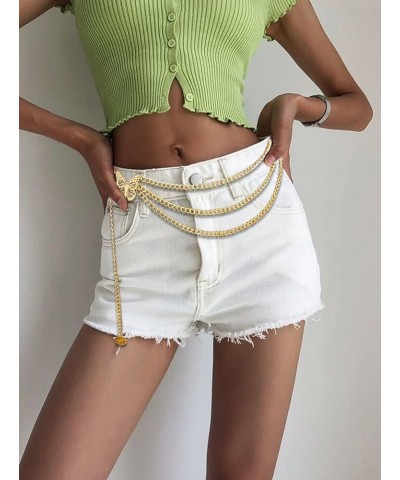 Chain Belts for Women Fashion Plus Size Waist Chain Belt Gold Silver Waist Belt Belly Chain JWaist Links Belt Gold Butterfly ...