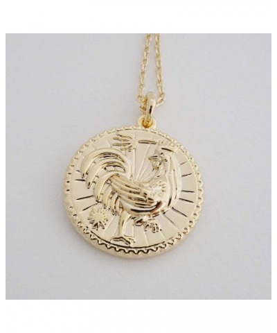 HONEYCAT Chinese Zodiac Coin Necklace in Gold, Rose Gold, or Silver | Minimalist, Delicate Jewelry Rooster Gold $18.69 Necklaces