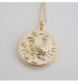 HONEYCAT Chinese Zodiac Coin Necklace in Gold, Rose Gold, or Silver | Minimalist, Delicate Jewelry Rooster Gold $18.69 Necklaces