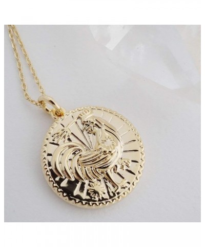 HONEYCAT Chinese Zodiac Coin Necklace in Gold, Rose Gold, or Silver | Minimalist, Delicate Jewelry Rooster Gold $18.69 Necklaces