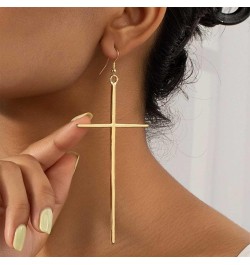 Vintage Cross Dangle Earrings Large Cross Drop Earrings Gold Retro Cross Stud Earrings Big Cross Hook Earrings Jewelry for Wo...