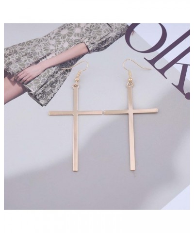 Vintage Cross Dangle Earrings Large Cross Drop Earrings Gold Retro Cross Stud Earrings Big Cross Hook Earrings Jewelry for Wo...