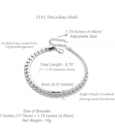 Stainless Steel Chain Bracelet for Men, Women, Girls, Boys Link Chain Adjustable Bracelet Silver / Miami Cuban Chain $9.85 Br...